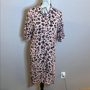 Maeve Pink and Black Leopard Print Midi Top